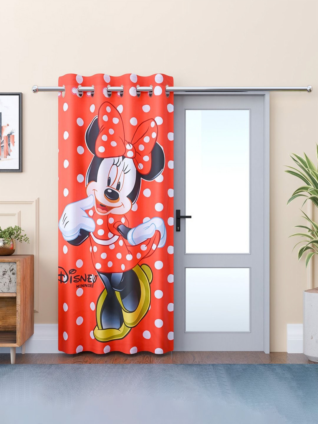 Myntra Elegant Homes Red & White Disney Mickey Printed Door Curtain
