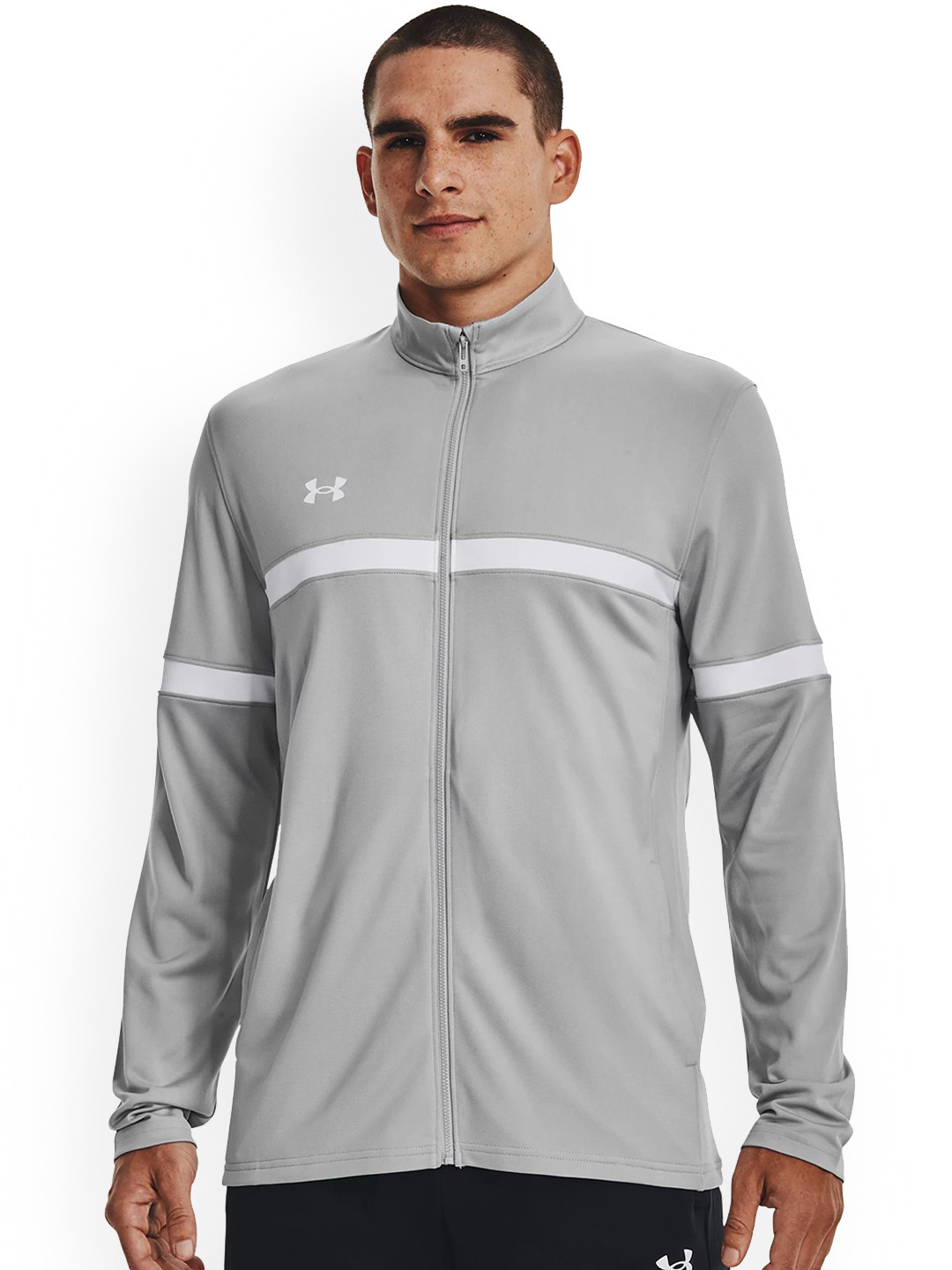 UNDER ARMOUR Men Striped Team Knit Warmup Full Zip Jacket