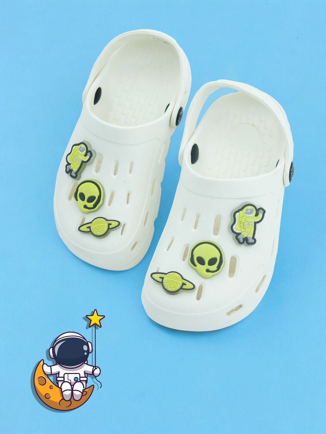 Yellow Bee Boys Alien & Space Charm Clogs