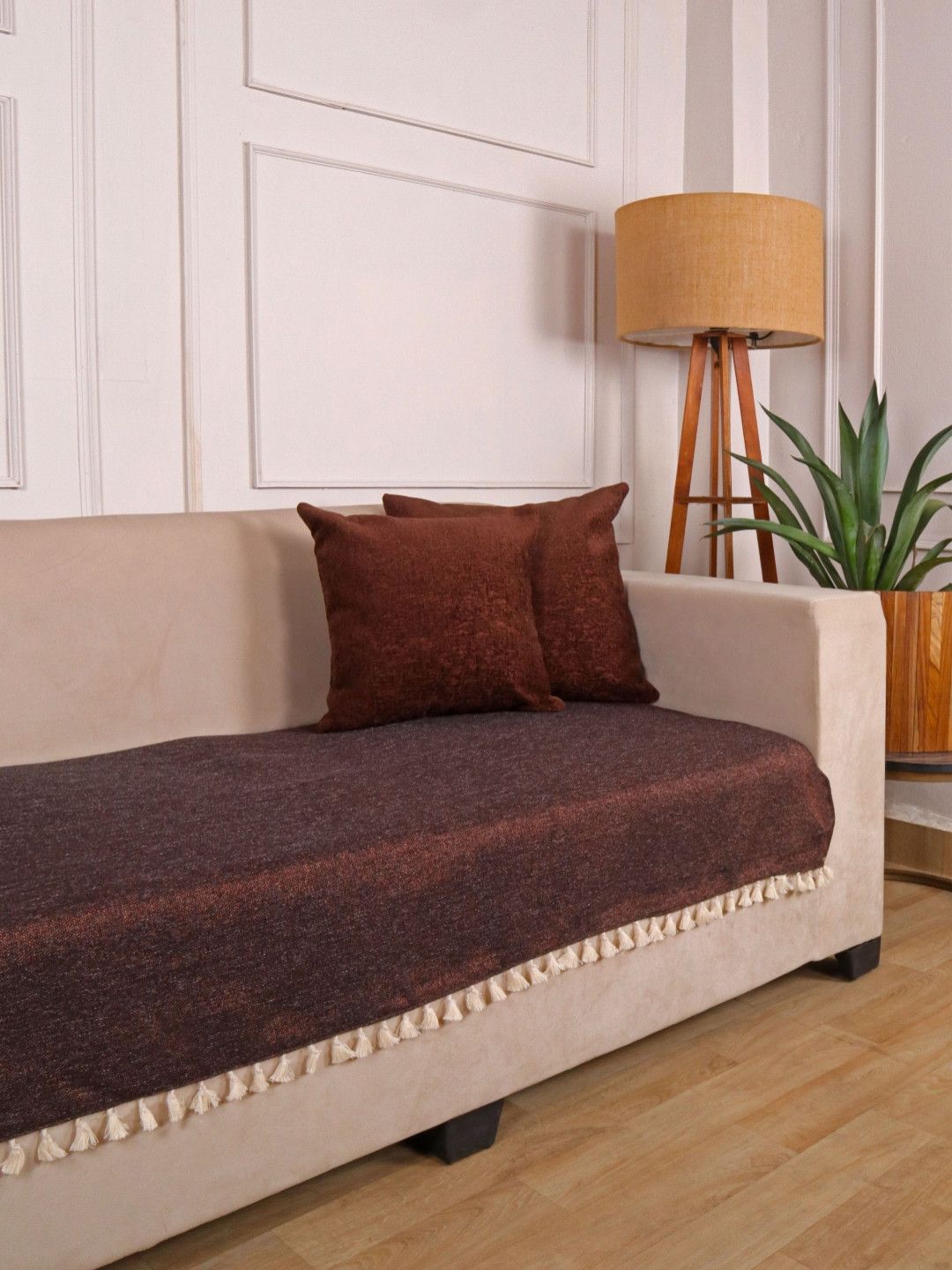 STITCHNEST 2 Seater Copper Jute Sofa Cover