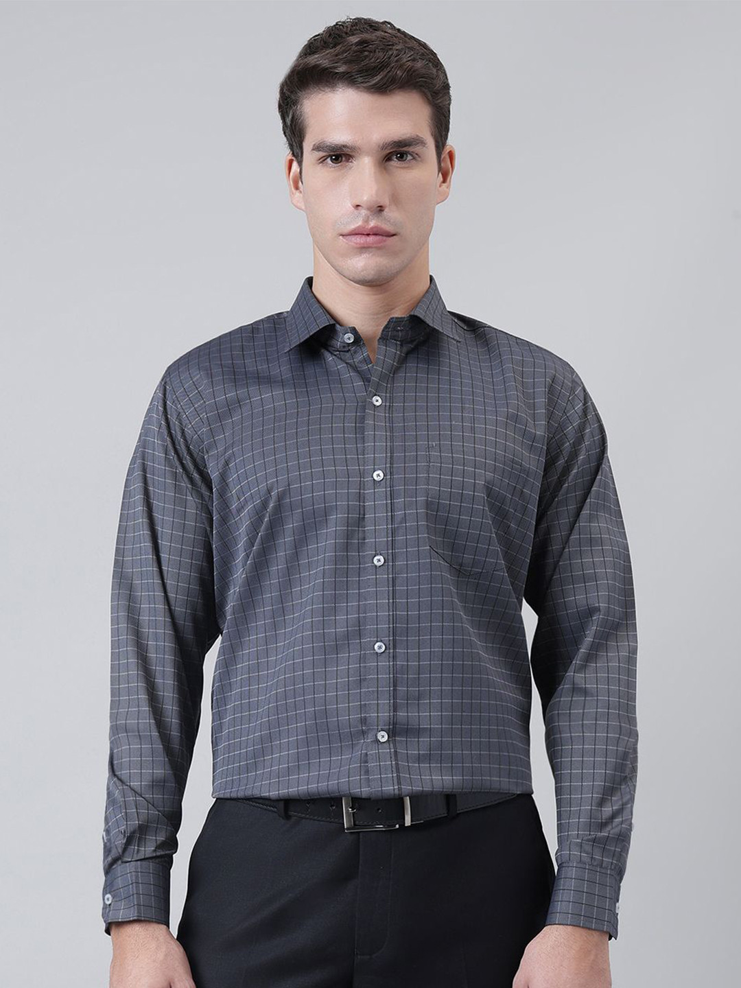 ACCOX Men Checked Spread Collar Cotton Formal Regular Fit Shirt