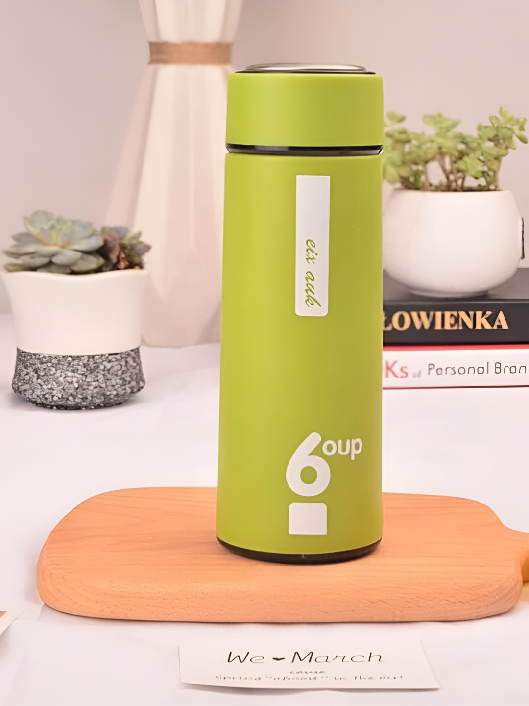 upkaranwale Blue Printed Glass Water Bottle With Vaccum Flask