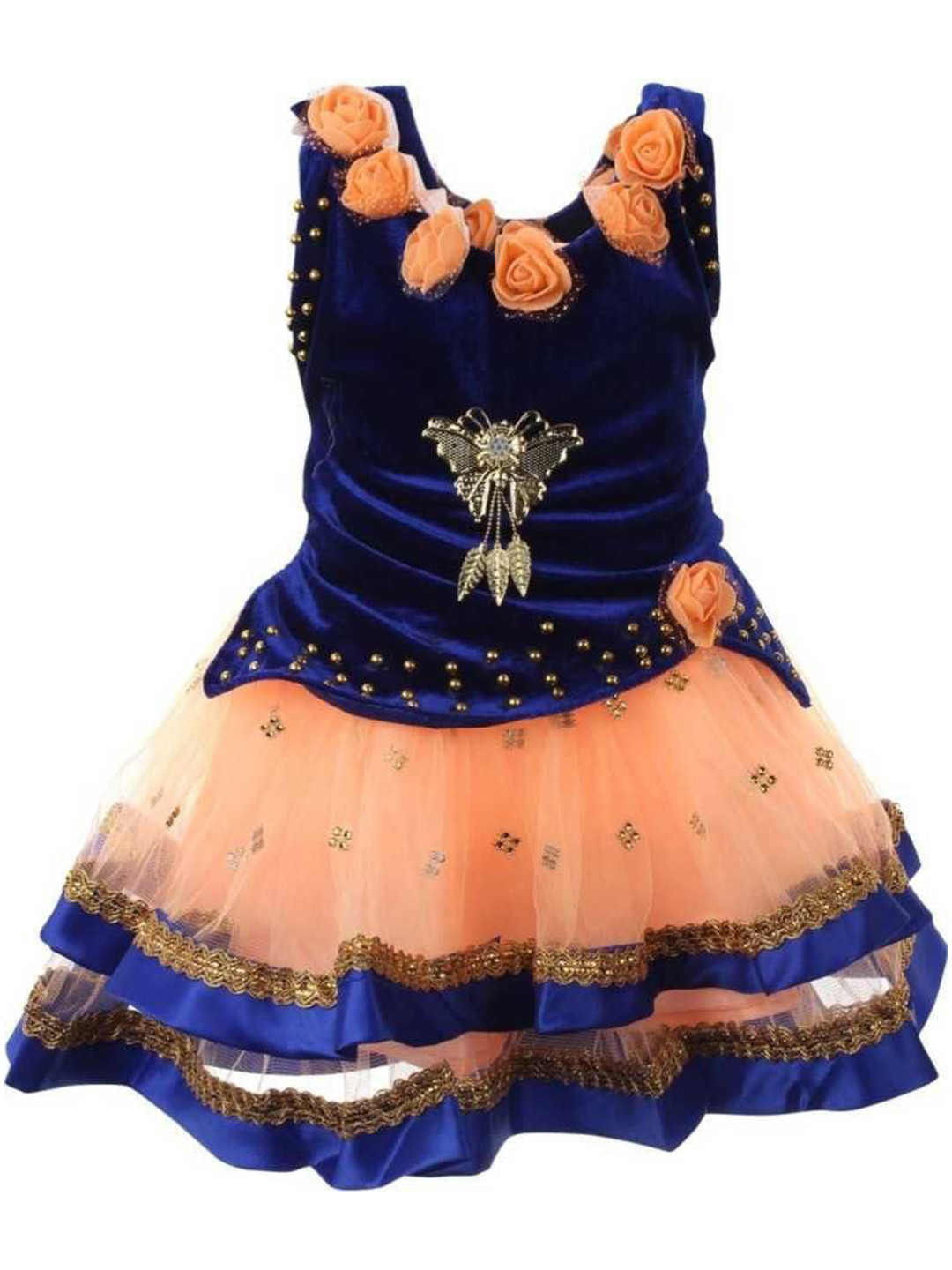 kids fashion hub Print Georgette Fit & Flare Dress