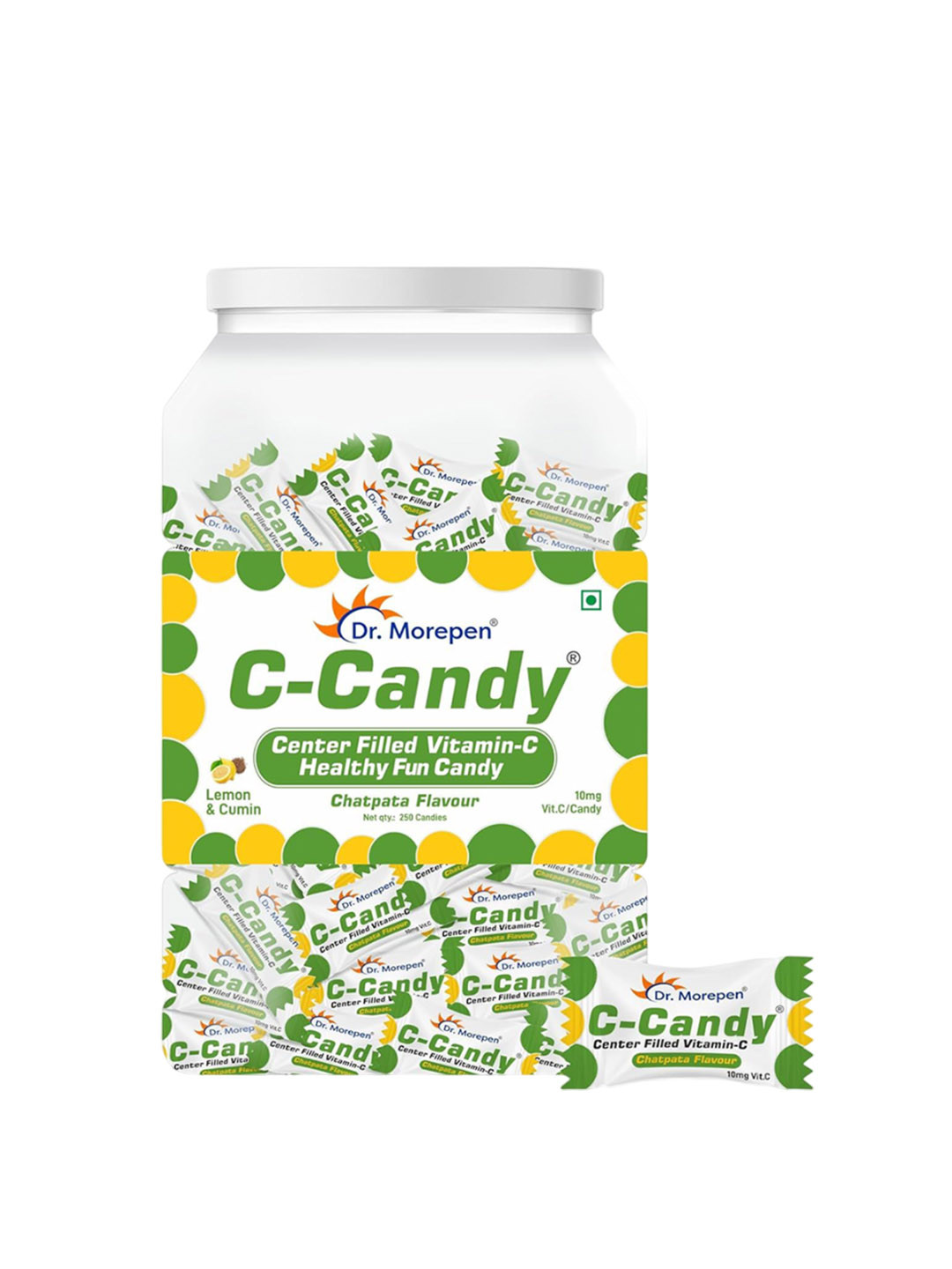 Dr. Morepen Vitamin C-Candy 10mg Vit.c Gummies - 250 Gummies - Chatpata Flavor