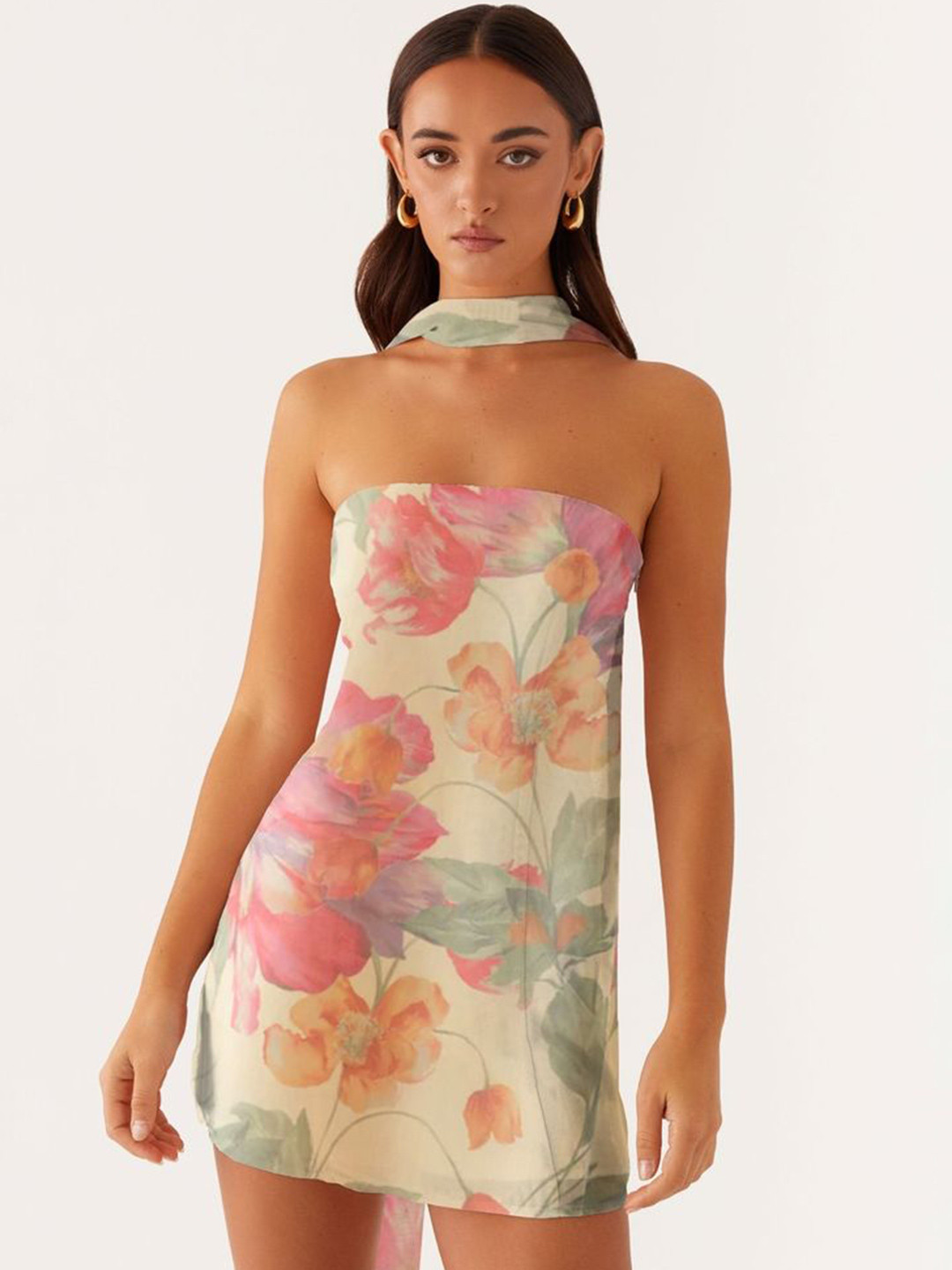 LULU & SKY Women Floral Print Strapless A-Line Mini Dress