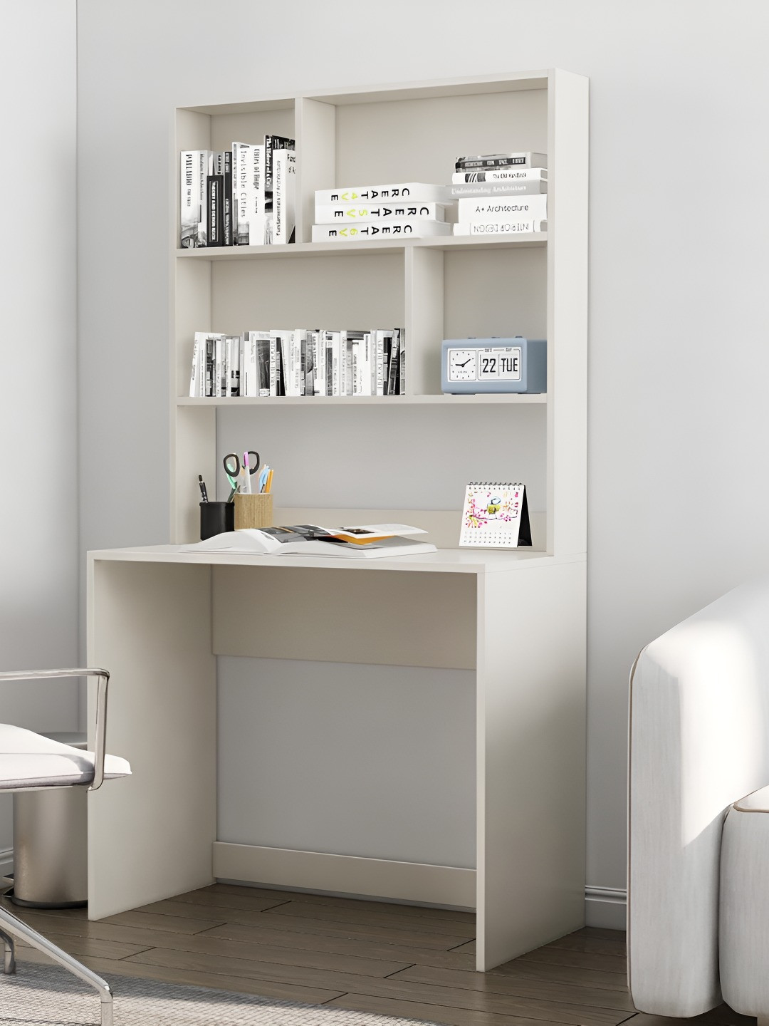 HEXA RED White Engineered Wood Study Table For Work From Home Students & Computer Table