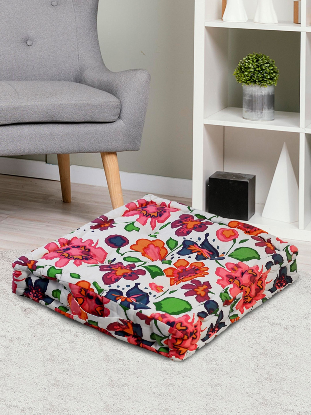 HOME COLORS.IN Pink & Purple Printed Pure Cotton Cushions