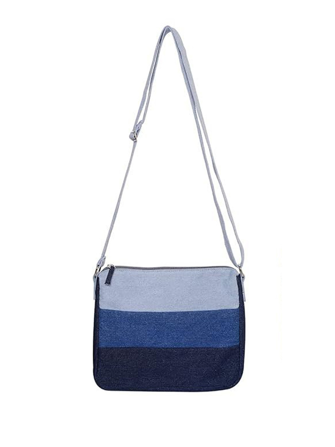 The Purani Jeans Horizontal Stripes Denim Sling Bag With Cut Work