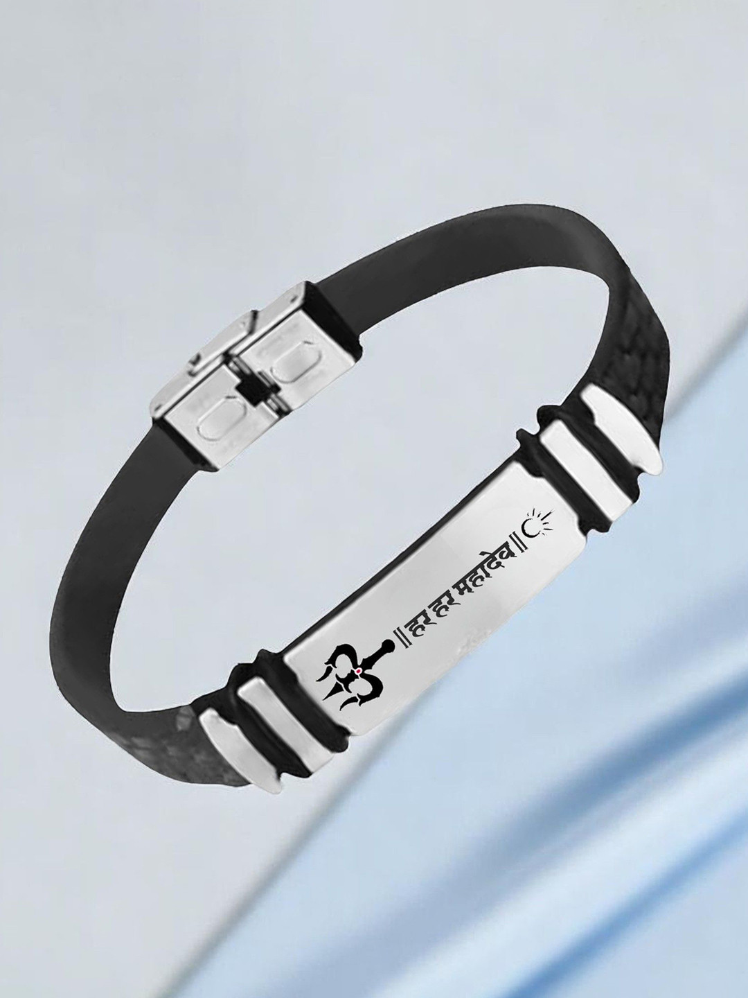 M Men Style Silver Plated Leather Weave Wraparound Bracelet