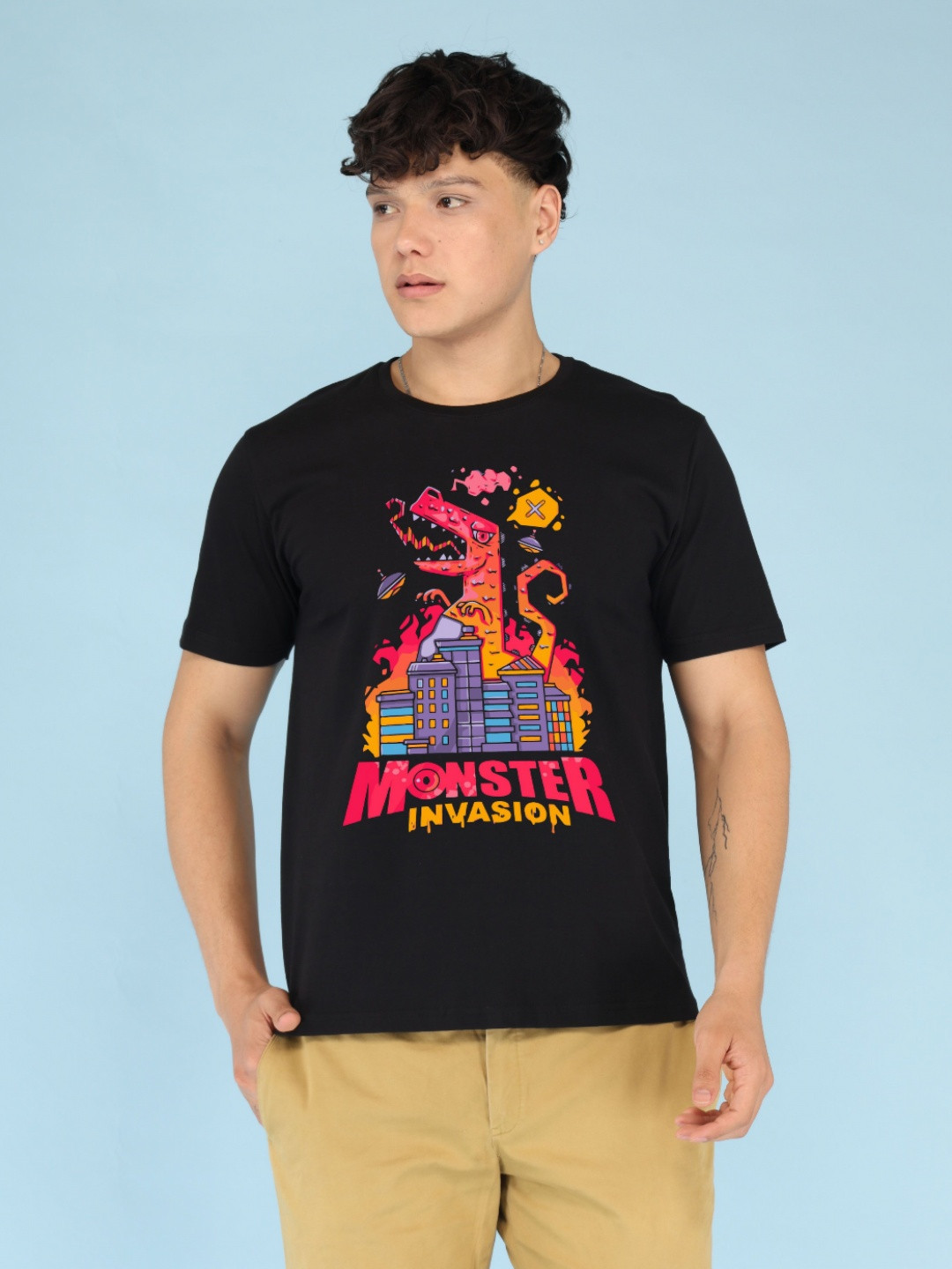 BRAWNY BATTLER Graphic Printed Pure Cotton Regular-Fit T-shirt
