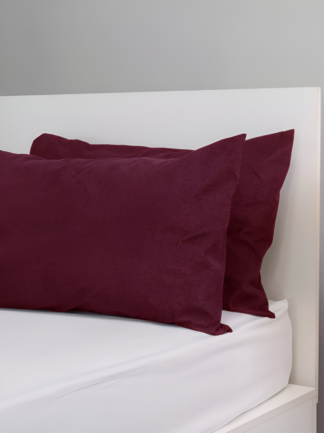 wakefit 2-Pcs Maroon Cotton Breathable Pillow Protector With Zip