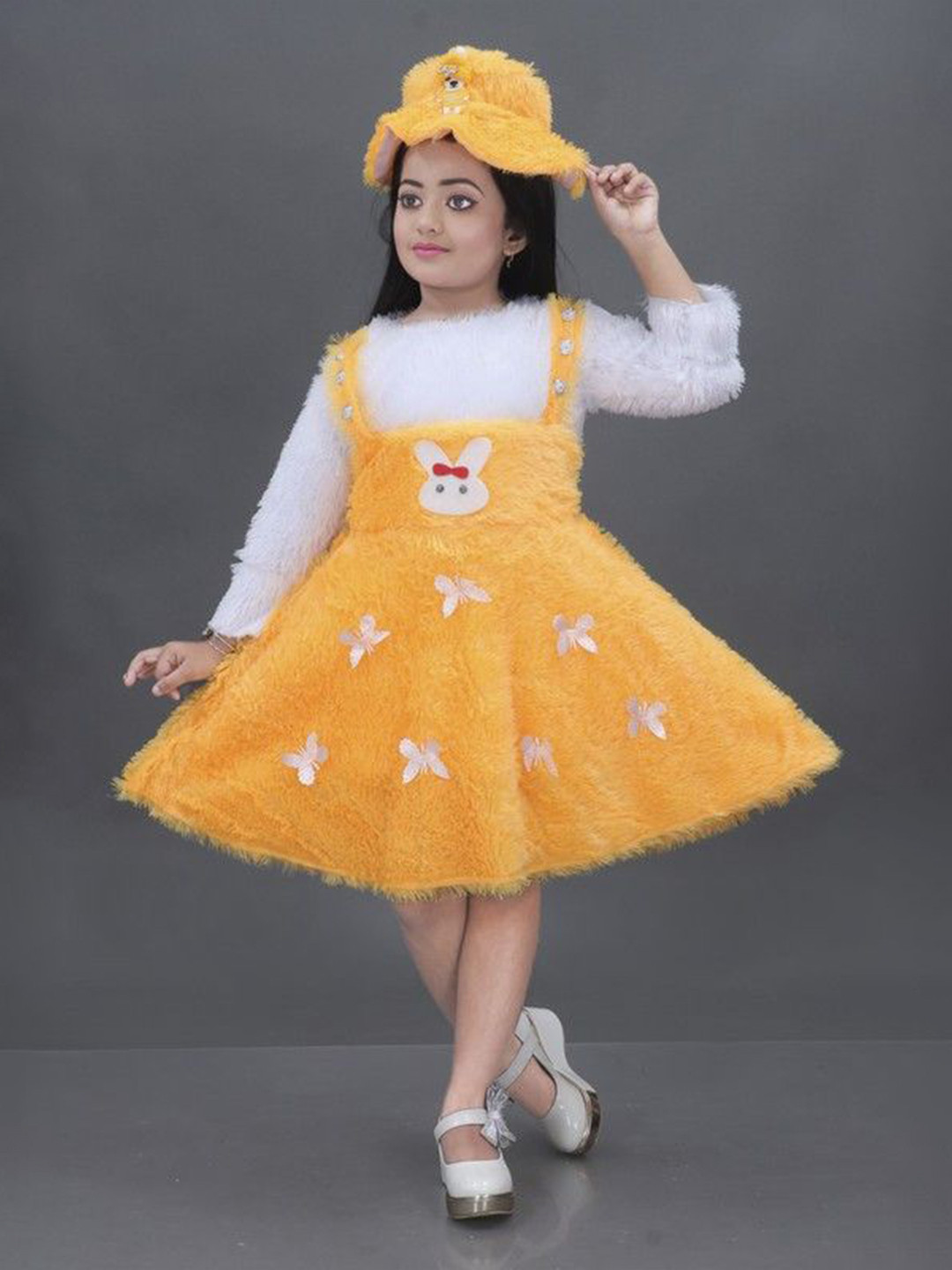 kids fashion hub Polka Dot Print Pinafore Dress