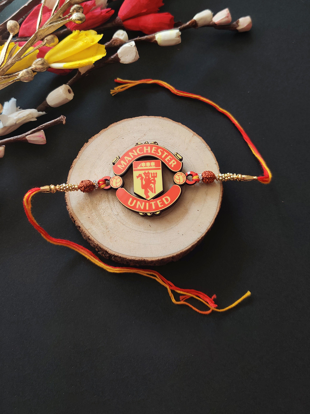 Bhai Please Manchester Rudraksha Beaded Wooden Thread Rakhi