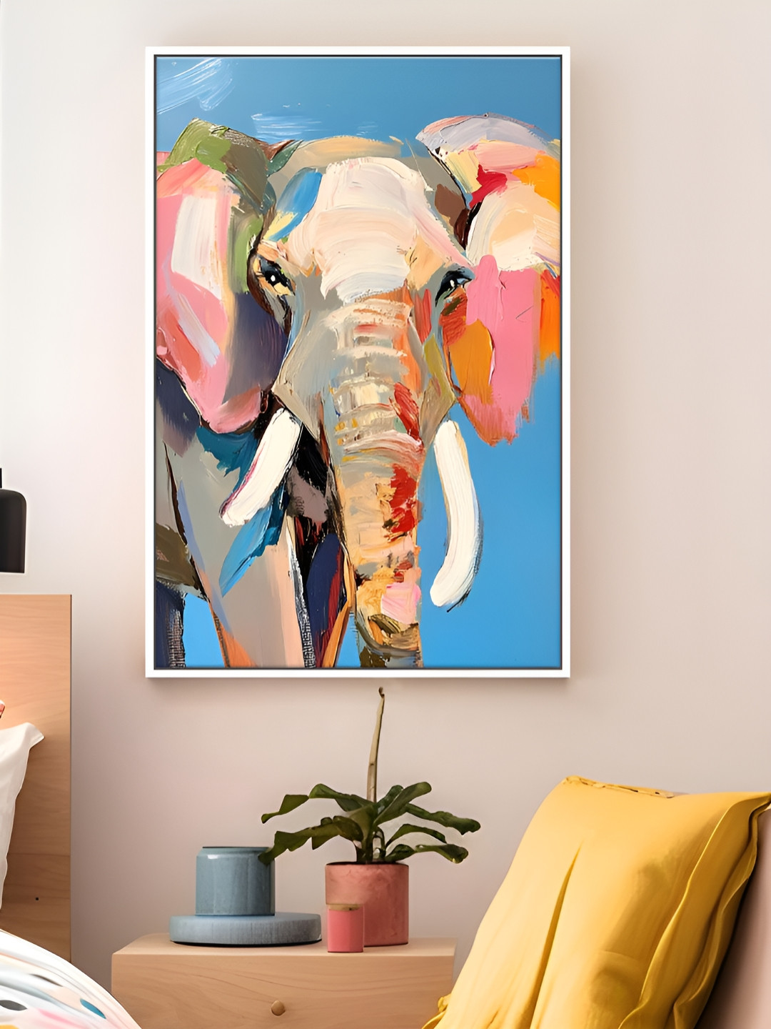 Portrait Majestic and Colourful Elephant Abstract Style Wall Art