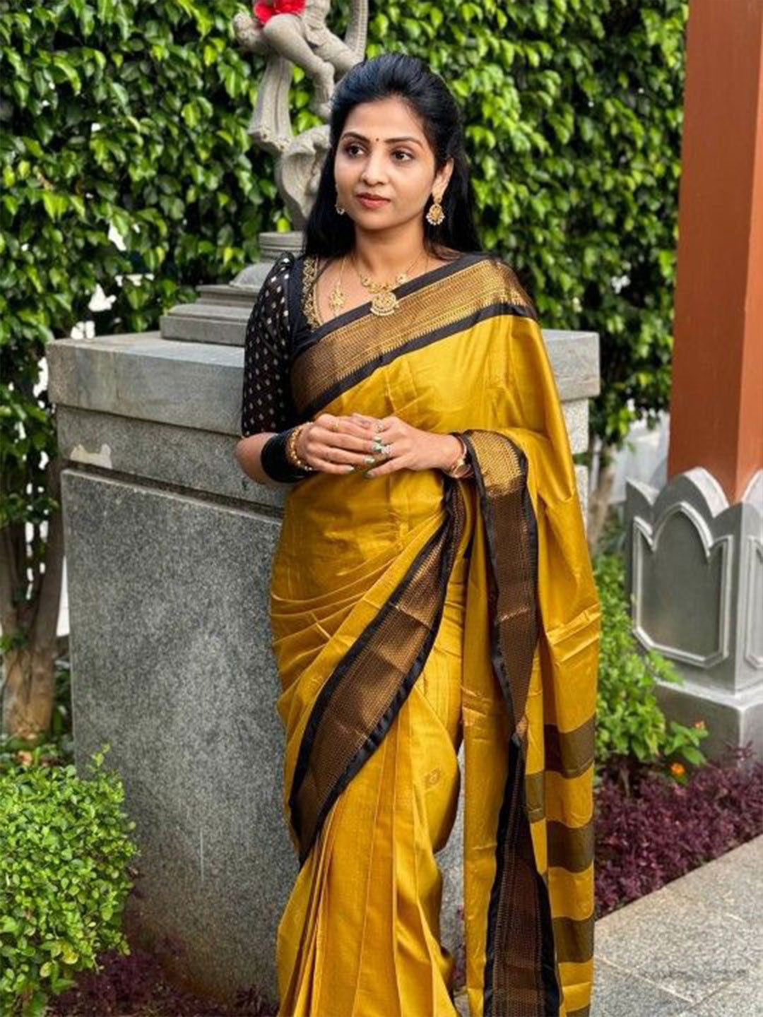 A S CREATION Woven Design Border Kanjeevaram Saree