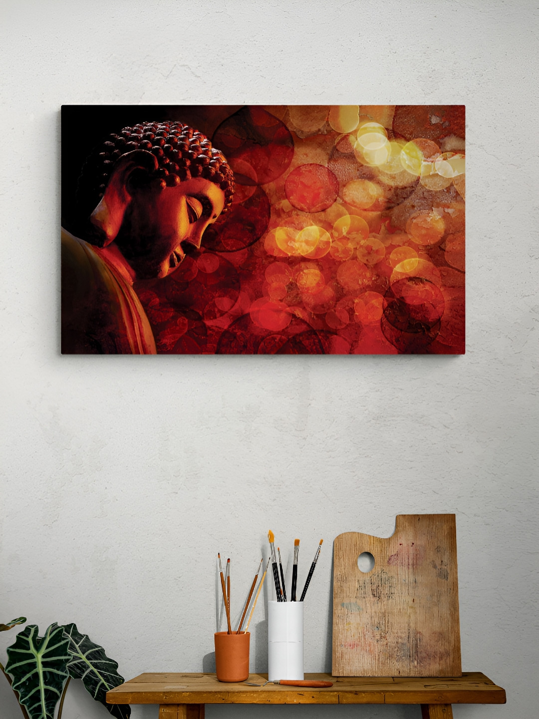 Tushaco Handicrafts Buddha Painting Stretched Canvas Wrapped Wall Painting