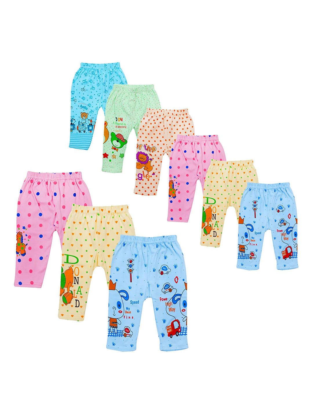 PALMLON Infants Pack Of 8 Printed Track Pants