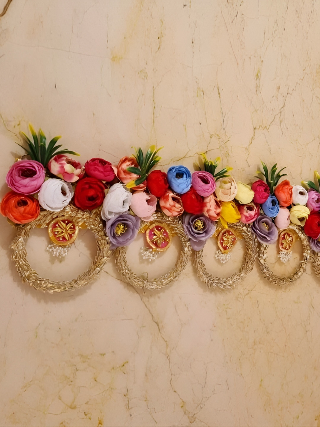 Nutts Yellow & Red Floral Bandhanwar Toran