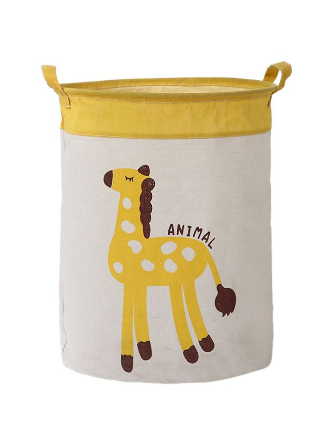 HOKIPO Kids White & Yellow Giraffe Printed Laundry Bag