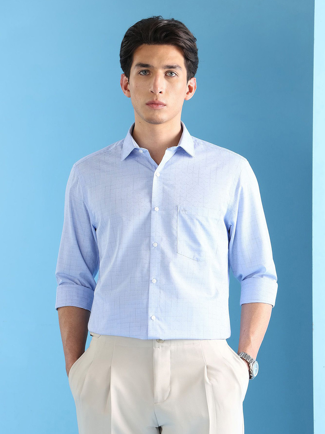 Arrow Velocity Classic Fit Checked Dobby Weave Formal Shirt