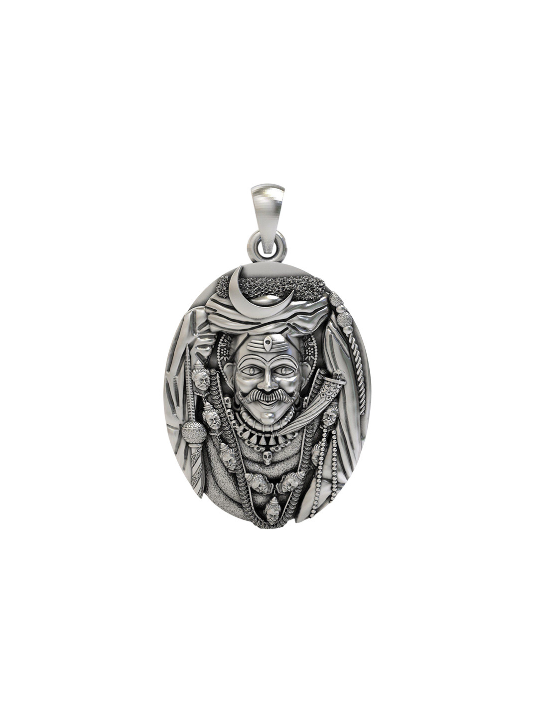 Exotic India 925 Sterling Silver Kaal Bhairava Fierce Form Of Lord Shiva Pendant