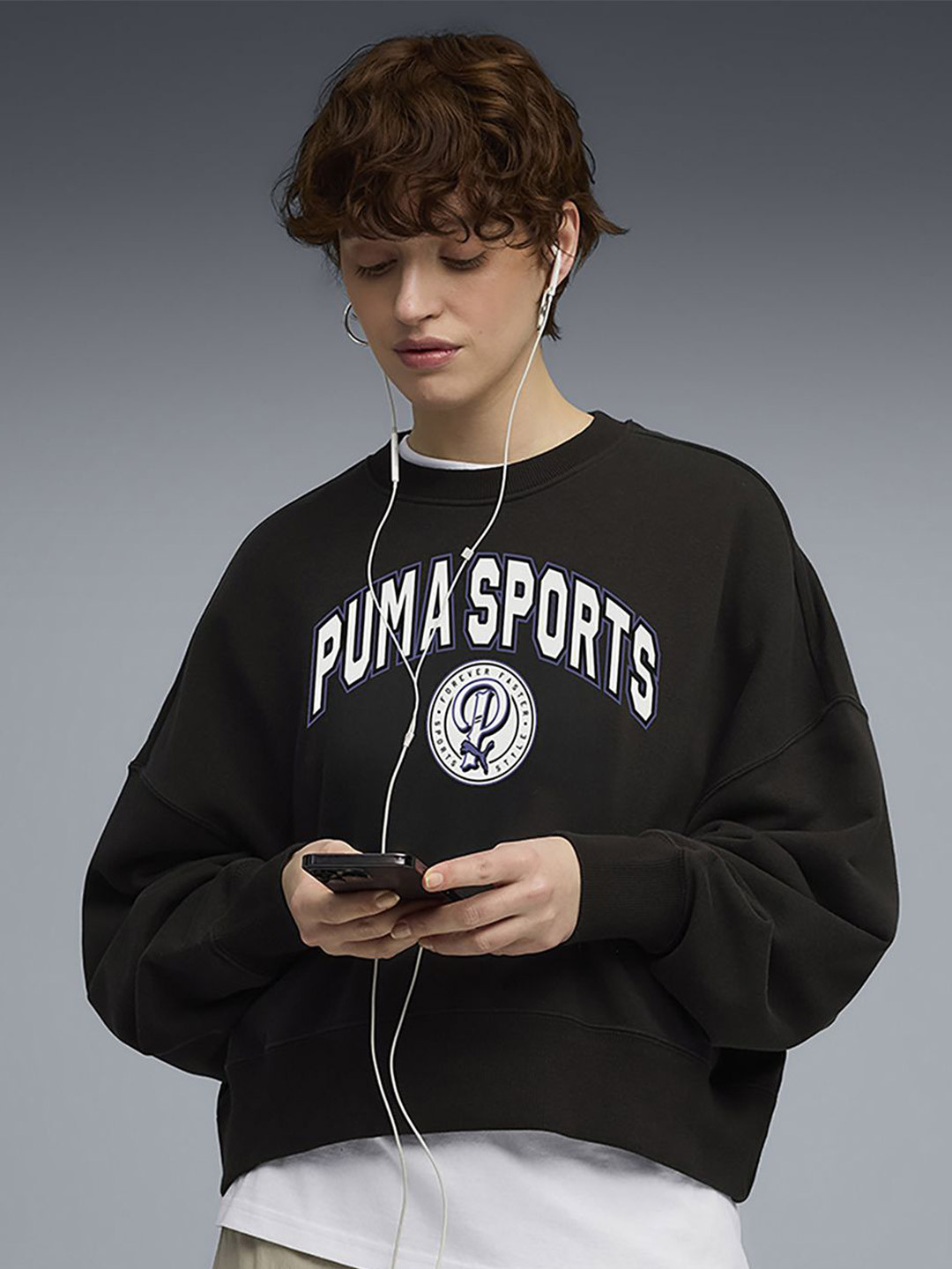 Puma Sports Legacy II Womens Oversized Crew Sweatshirt