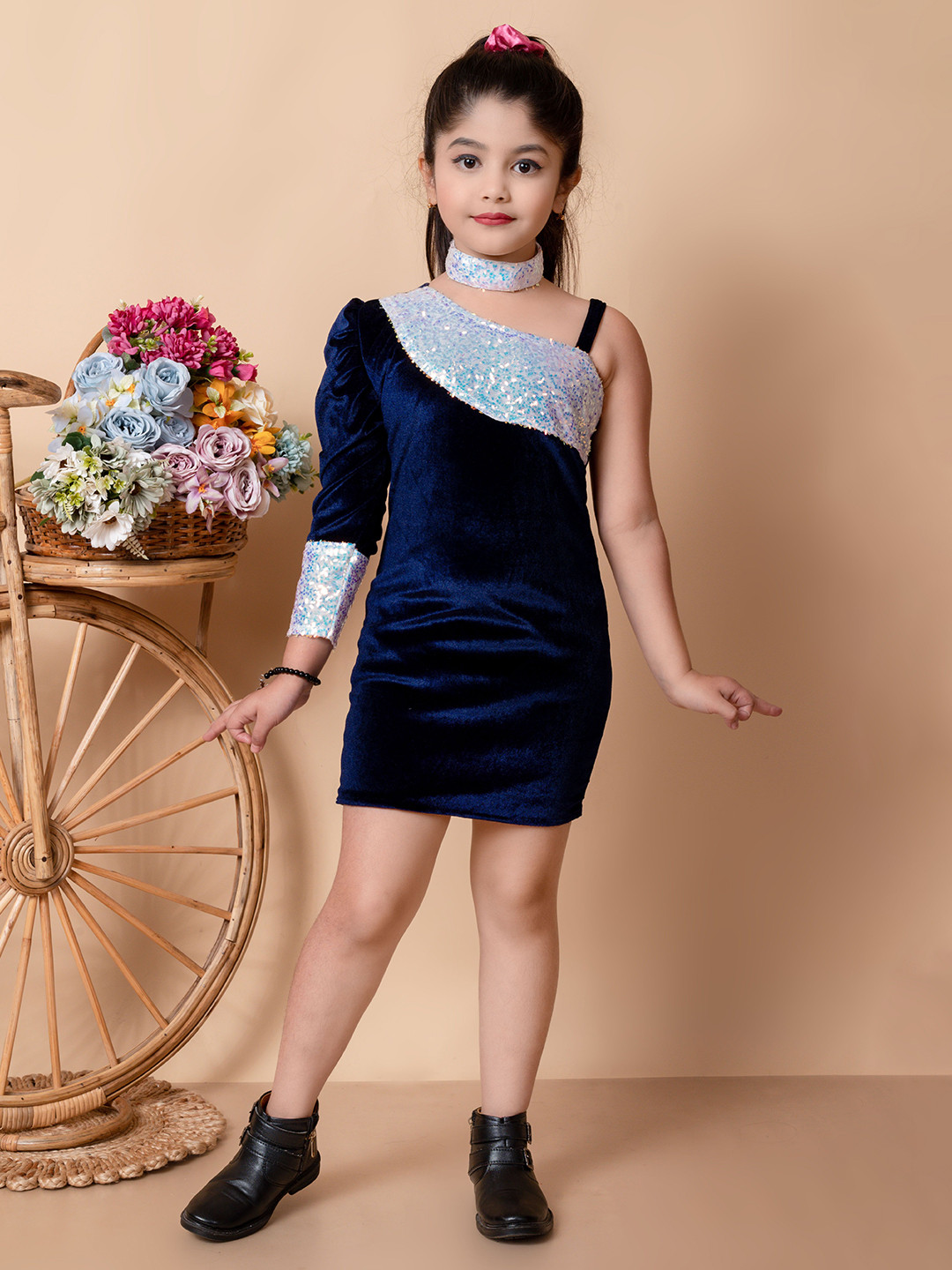 SPAMitude Girls Velvet Bodycon Dress