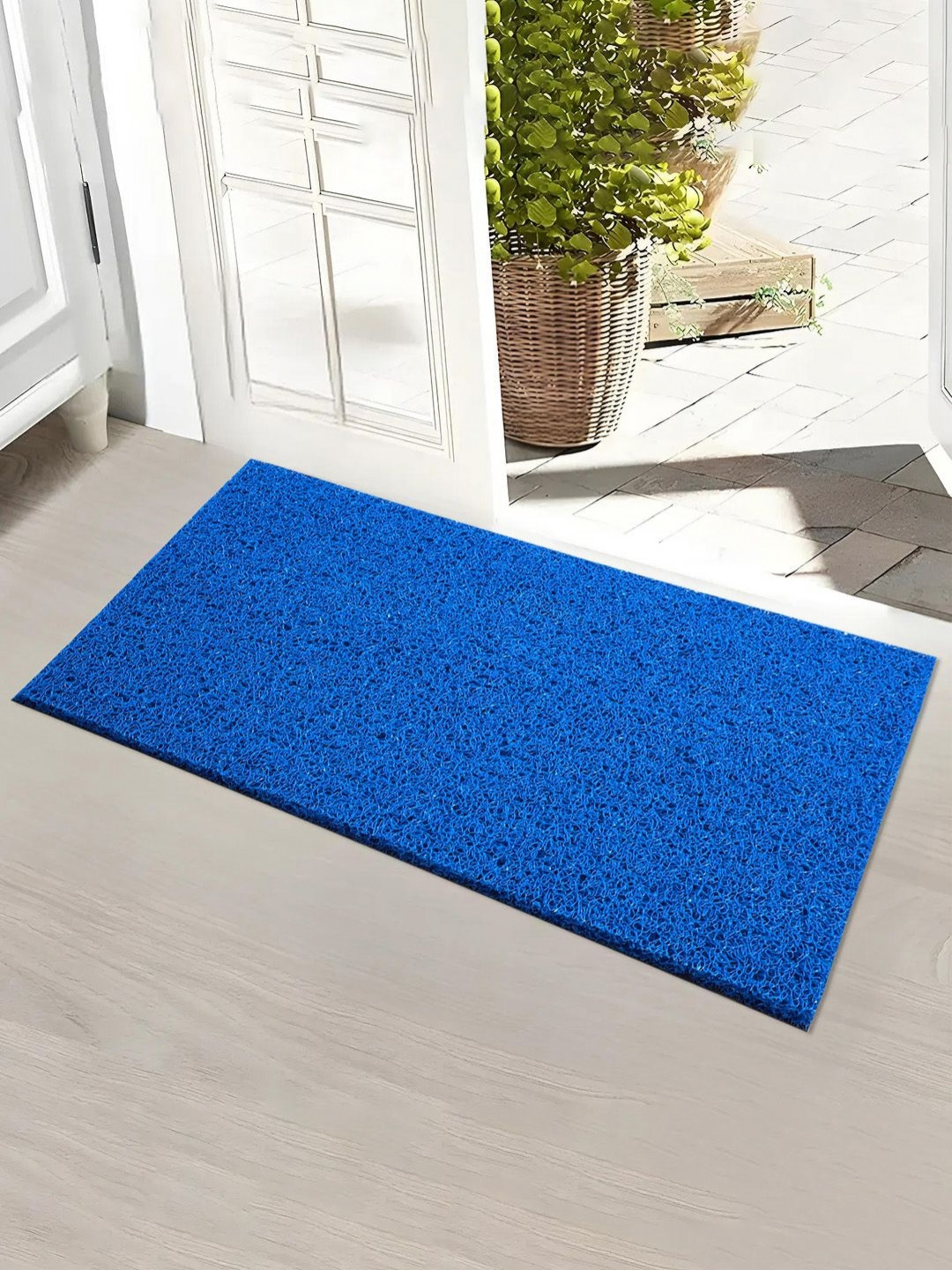 Myntra Elegant Homes Blue Water-Absorbing Rectangular Large Doormat