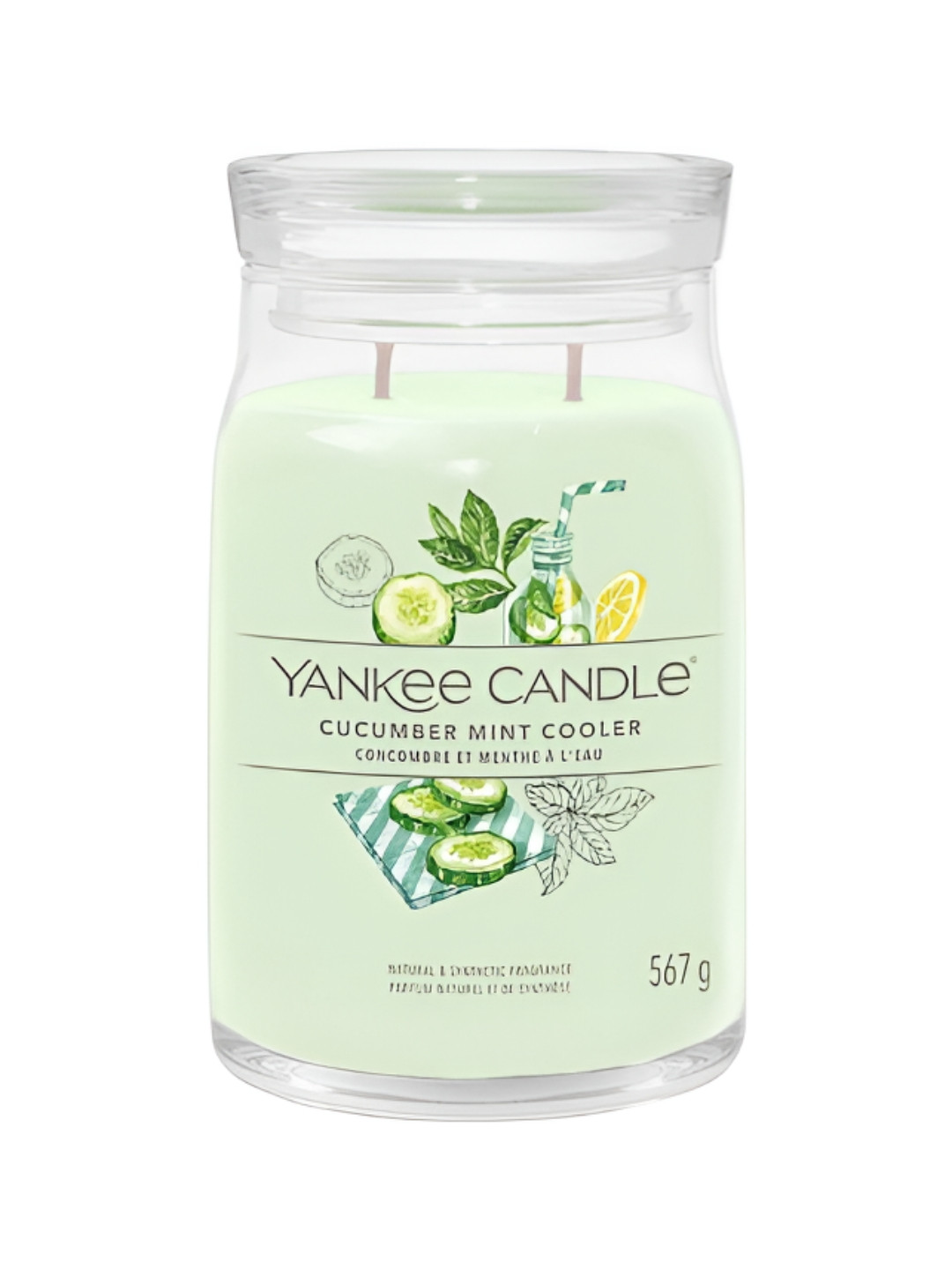 YANKEE CANDLE Mint Cooler 2 Wick Cucumber & Mint Solid Geometric Regular Jar Candles