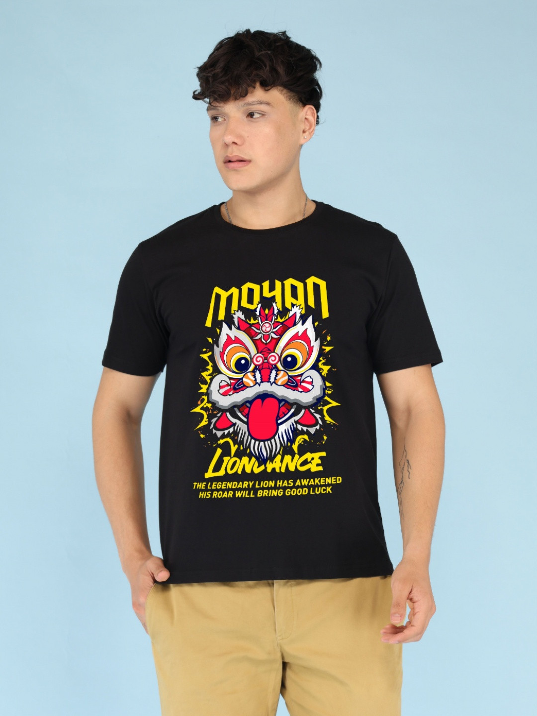 BRAWNY BATTLER Graphic Printed Round Neck Pure Cotton T-Shirt