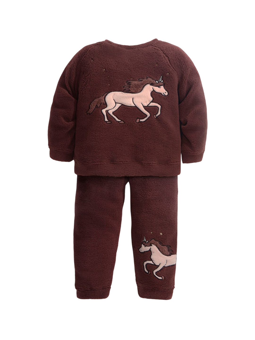 Cherry Crumble Girls Printed Sherpa Night Suit