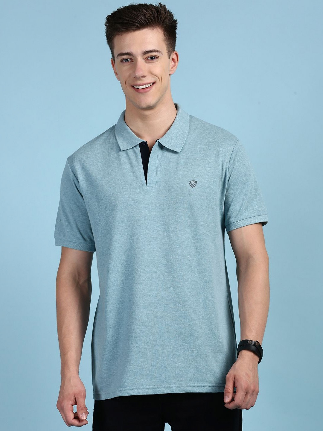 Lux Cozi Men Solid Polo Collar Cotton T-shirt
