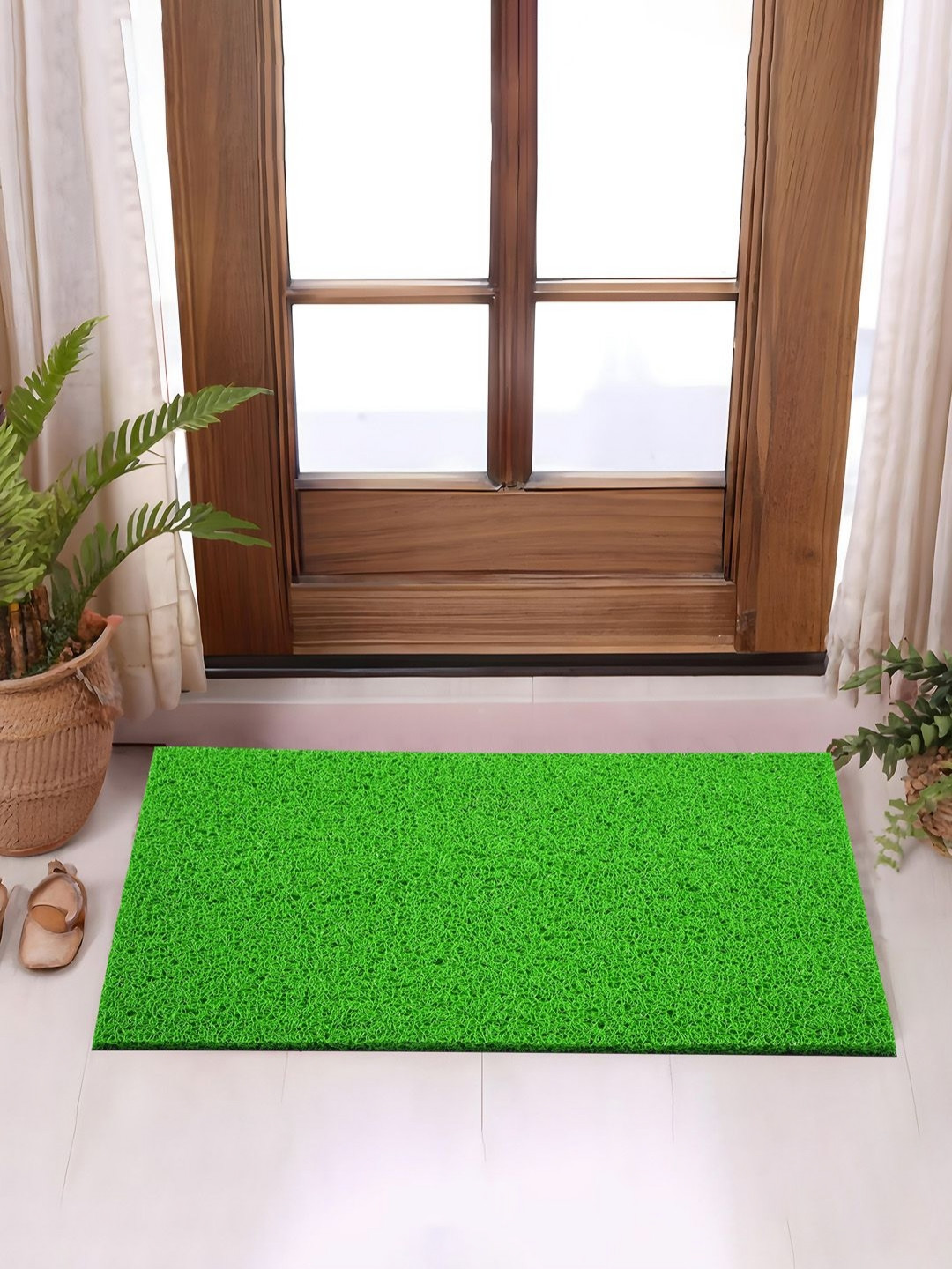 Myntra Elegant Homes Green Textured Water Absorbing Doormat