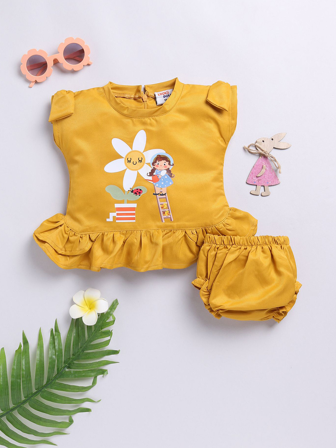 LACKii DOLL Girls Graphic Print Fit & Flare Dress With Bloomer