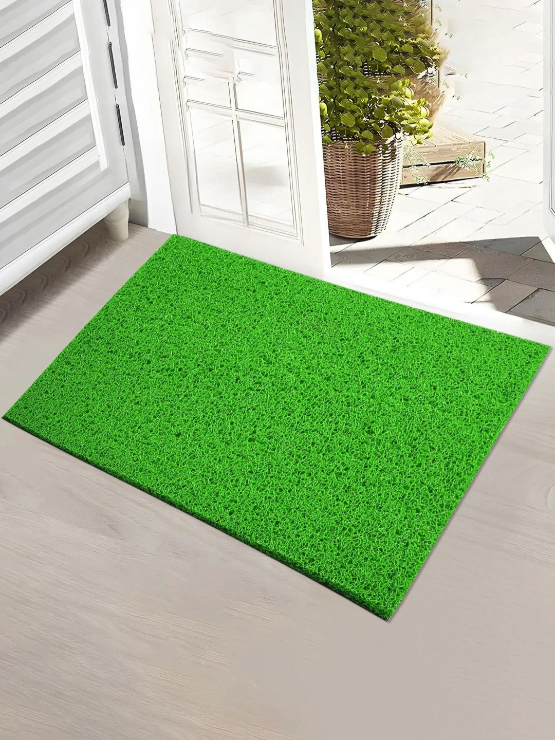 Myntra Elegant Homes Green Textured Water Absorbing Doormat