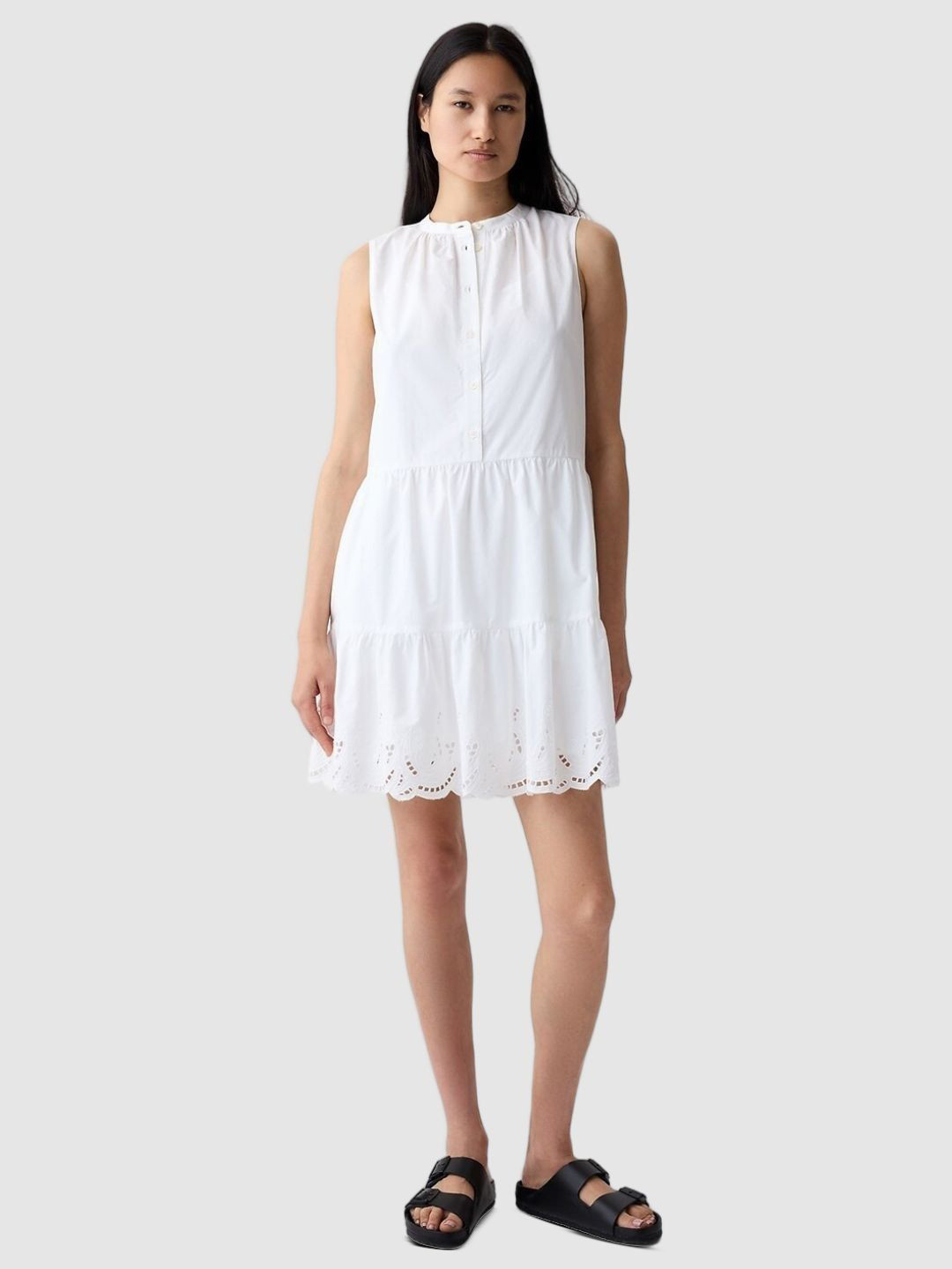 GAP Women Tiered Schiffli Shirt Dress