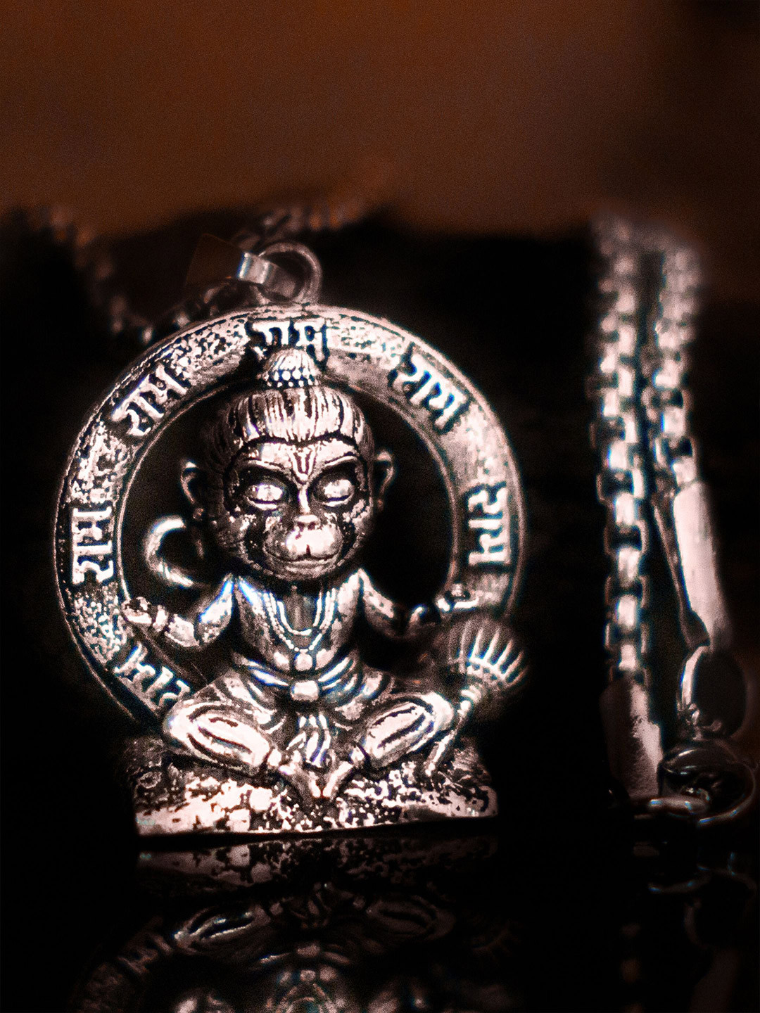 Japam Silver-Plated Bal-Hanuman Pendant With Chain