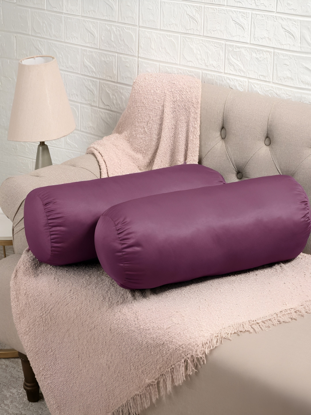 wakefit Hawthorn Rose Set Of 2 Hollow Fiber Filling Bolster Pillows