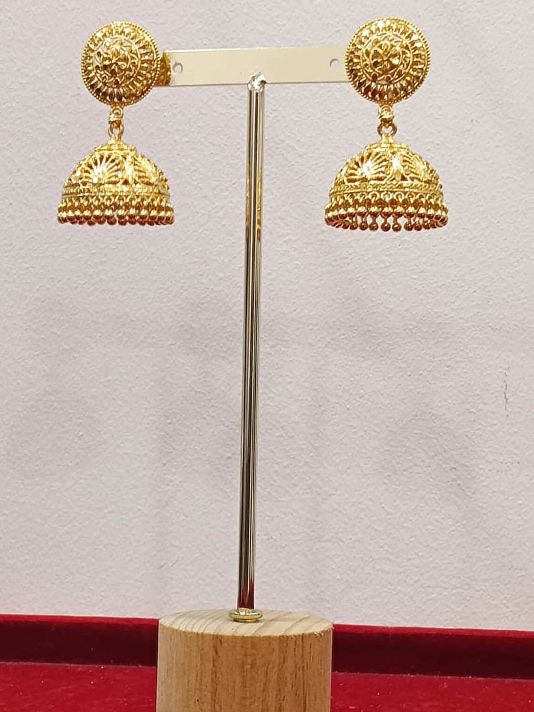 RICH AND FAMOUS Gold-Plated Artificial Beads Beaded Dome Shaped Jhumkas
