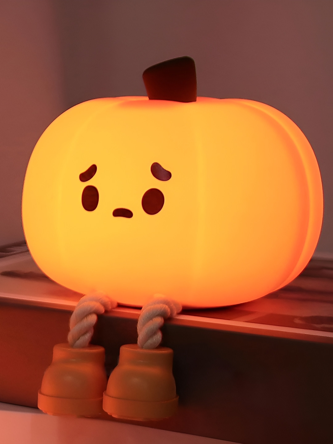 DWIZA ENTERPRISE Yellow & Brown Silicone Cute Pumpkin Square Table Lamp