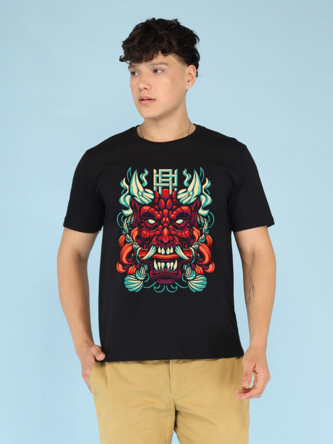 BRAWNY BATTLER Graphic Printed Short Sleeves Pure Cotton T-shirt