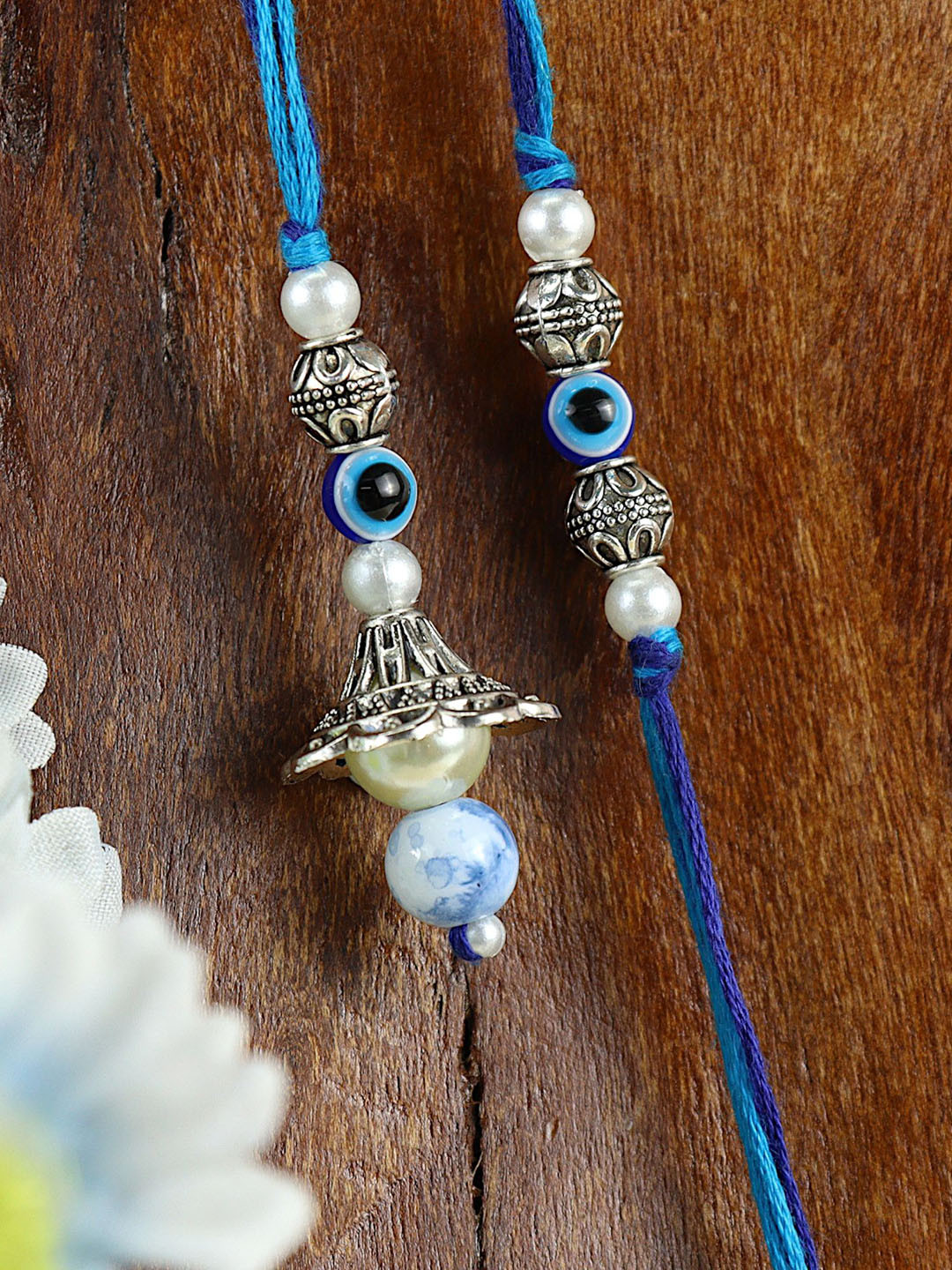 Asthetika Evil Eye Bhaiya Bhabhi Rakhi Pair with Roli Chawal