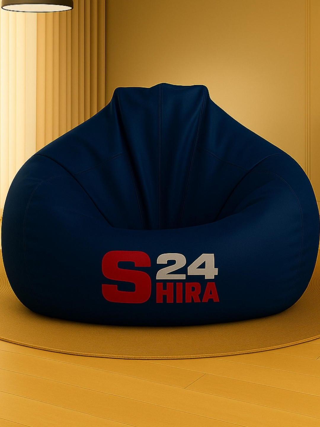 SHIRA 24 Navy Blue & Red Tear Drop Bean Bag Cover Without Beans