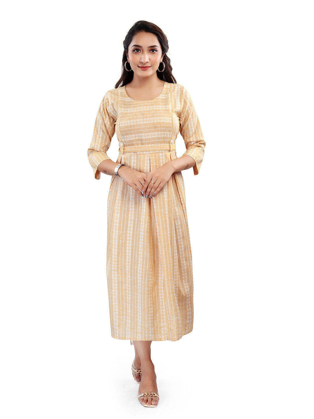 B2F Manufacturing & Designing Kurti Women Printed Maternity Fit and Flare Midi Dress