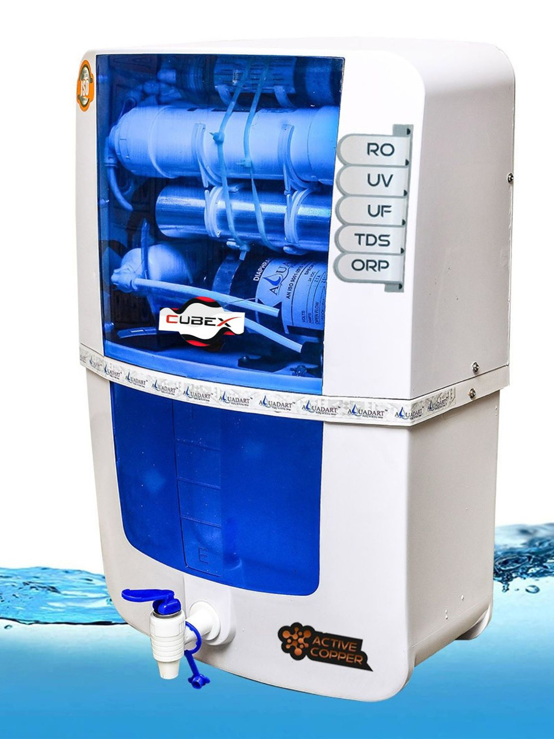 Cube X Blue & White RO+UV Water Purifier With Active Copper