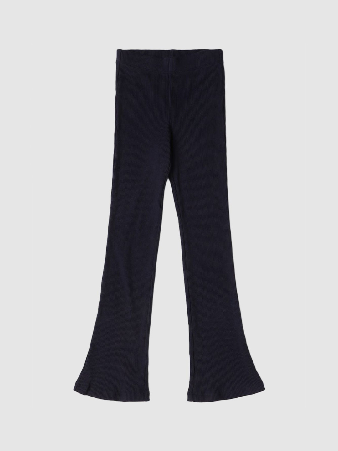 GAP Girls Ribbed Regular Fit Easy Wash Mid-Rise Viscose Rayon Bootcut Trousers