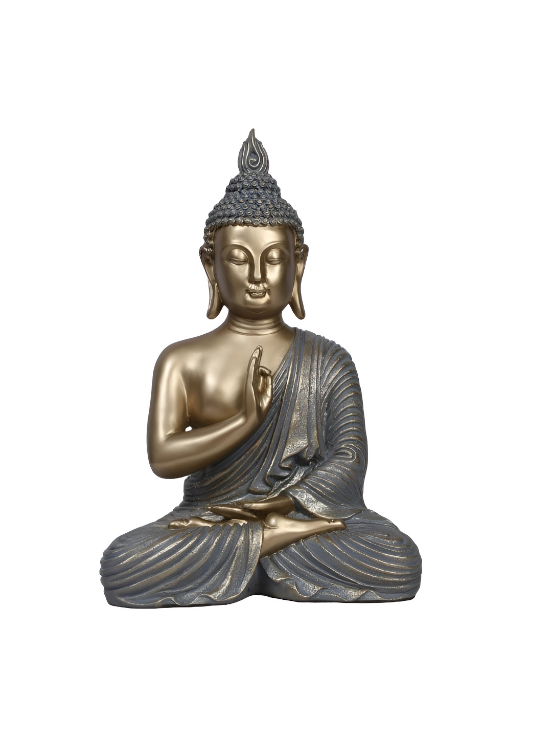 Ashnam Gold-Toned Enlightened Grace: Buddha Statue in Gyana Mudra Pose Figurine Showpiece