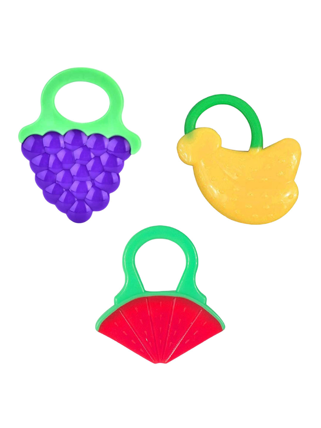 Kritiu 3-Pcs Kids Blue & Red Non-Toxic Food-Grade Silicone Baby Teether