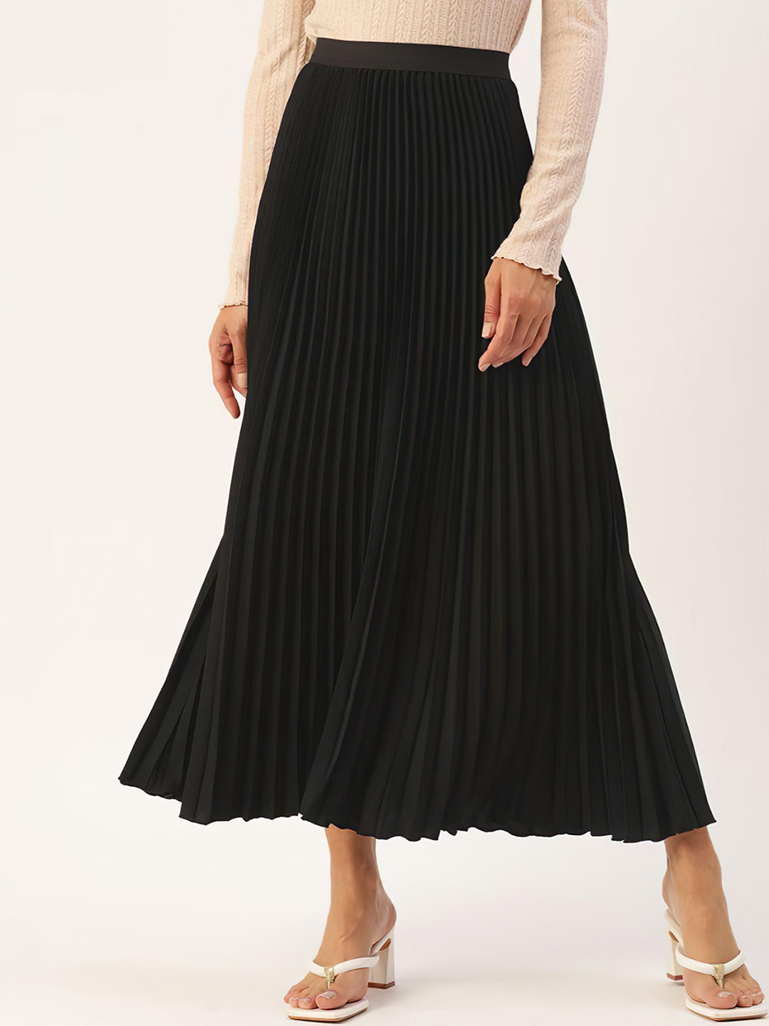 LookShine A-Line Pleated Midi Skirt