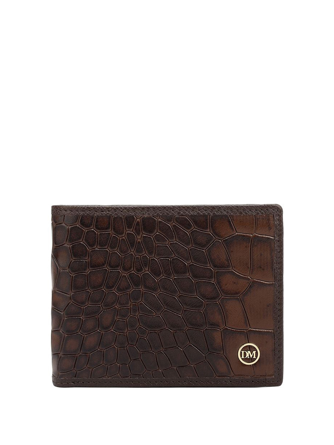 Da Milano Men Textured Leather Two Fold Wallet With RFID Feature